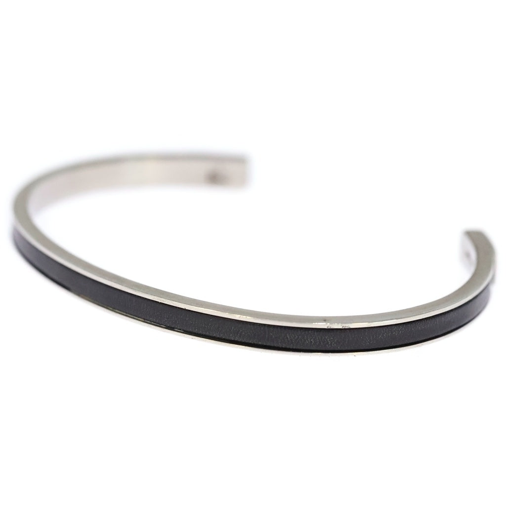 GUCCI(グッチ) LEATHER COMBINATION BANGLE レザーコンビバングル シルバー/ブラック レディース