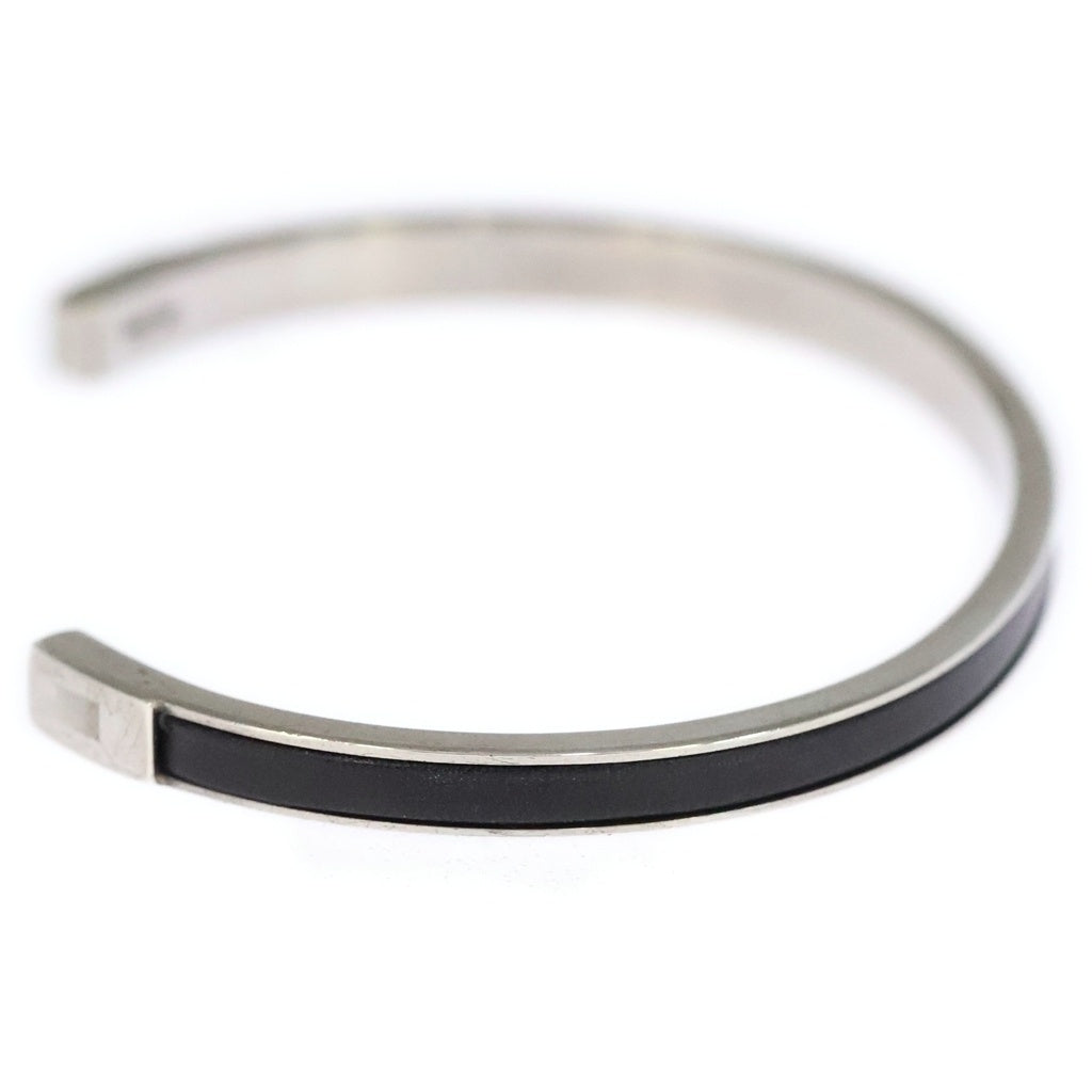 GUCCI(グッチ) LEATHER COMBINATION BANGLE レザーコンビバングル シルバー/ブラック レディース