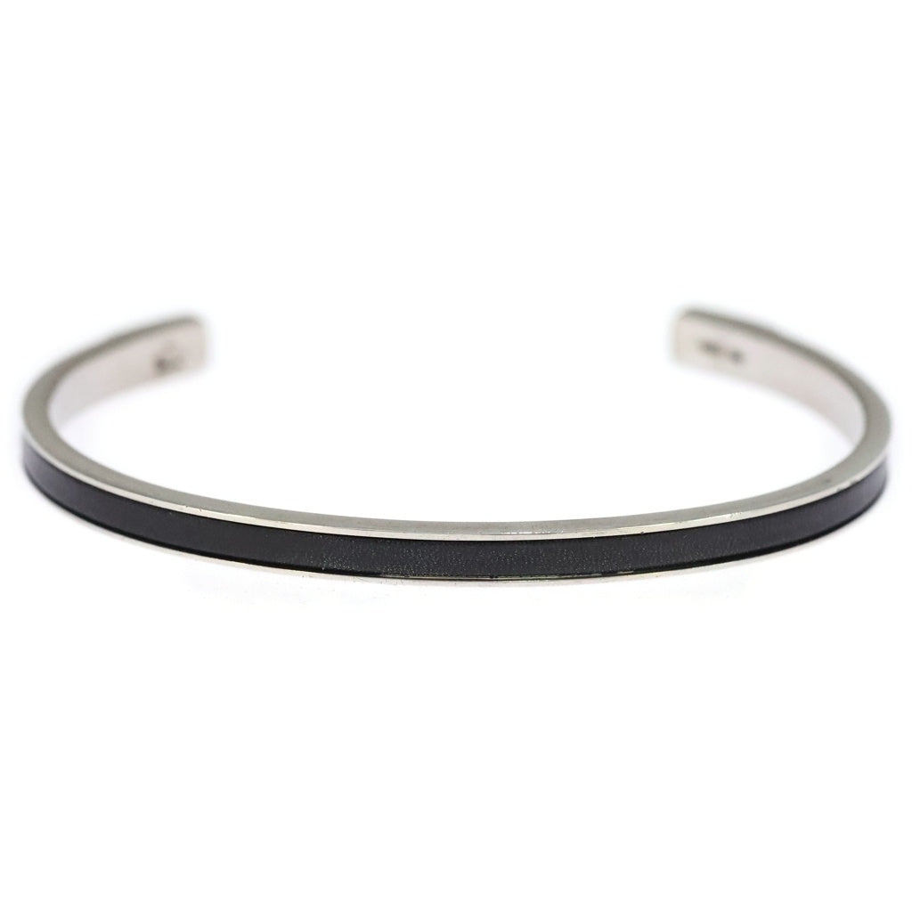 GUCCI(グッチ) LEATHER COMBINATION BANGLE レザーコンビバングル シルバー/ブラック レディース