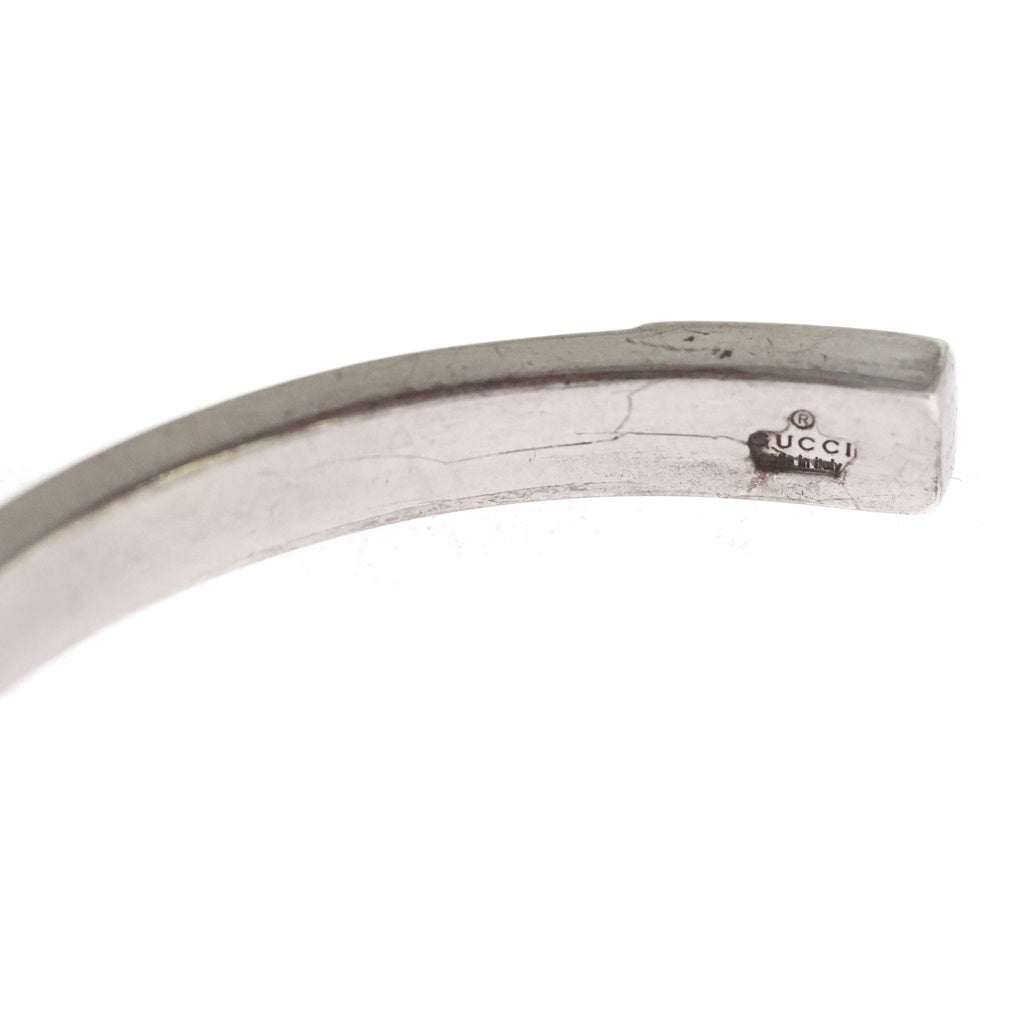 GUCCI(グッチ) LEATHER COMBINATION BANGLE レザーコンビバングル シルバー/ブラック レディース