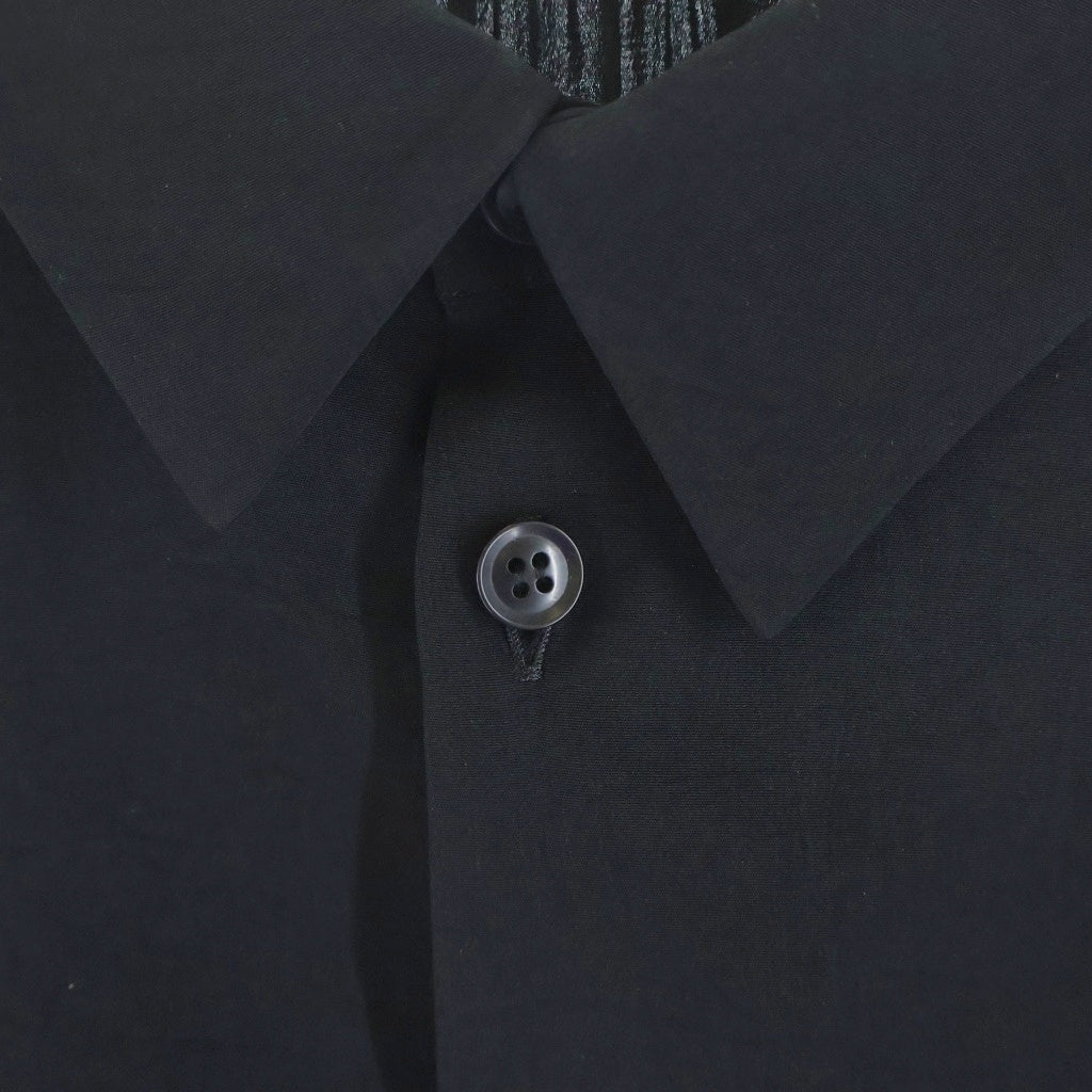 Y's(ワイズ) 26AW TA/PE CREPE DE CHINE HALF SLEEVE CAPE SHIRT テープ クレープ デ シャイン ハーフスリーブ レギュラーカラーシャツ レディース ブラック YV-B09-500