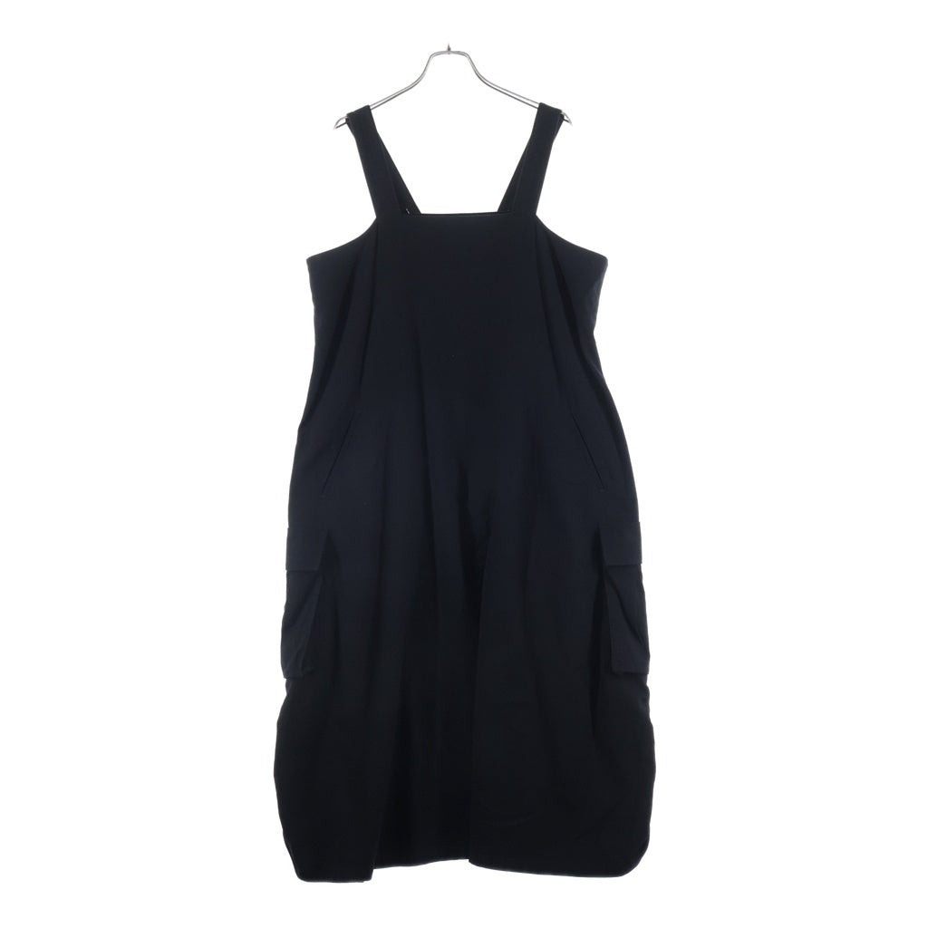 Y's(ワイズ) CROSS WEAVE GABARDINE SHIRRING SHOULDER STRAP DRESS クロス ウィーブ ショルダーストラップ ドレス ワンピース レディース ブラック YK-D18-010