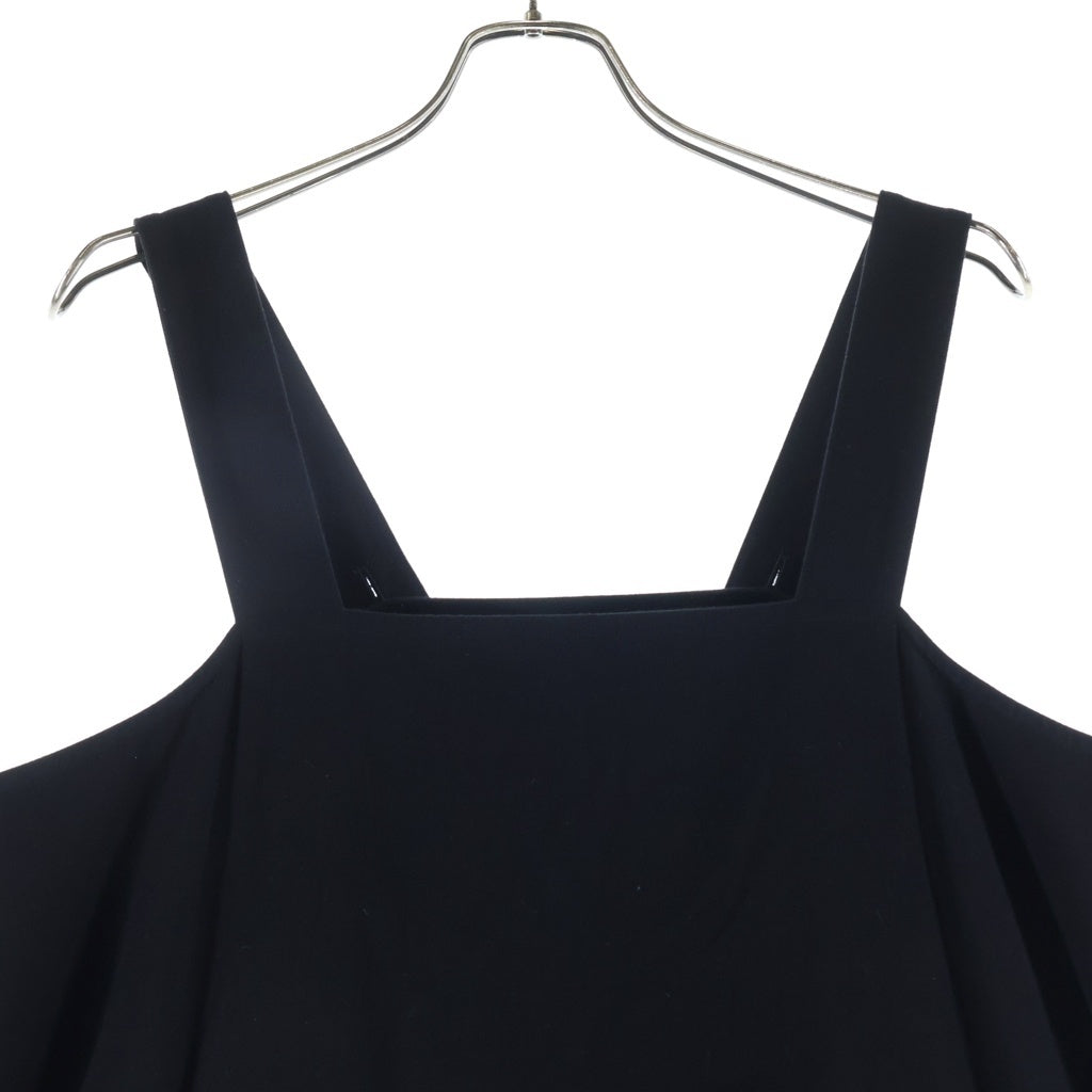 Y's(ワイズ) CROSS WEAVE GABARDINE SHIRRING SHOULDER STRAP DRESS クロス ウィーブ ショルダーストラップ ドレス ワンピース レディース ブラック YK-D18-010