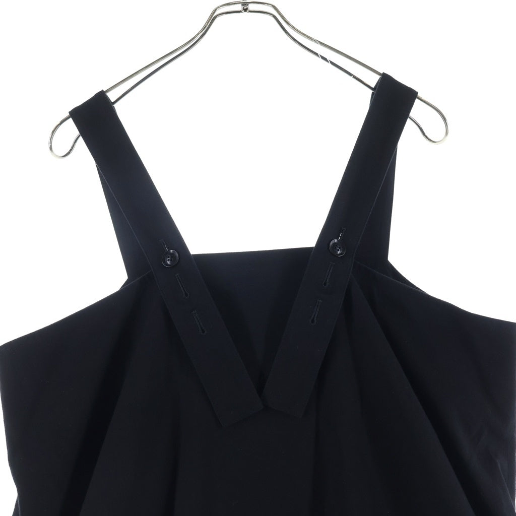 Y's(ワイズ) CROSS WEAVE GABARDINE SHIRRING SHOULDER STRAP DRESS クロス ウィーブ ショルダーストラップ ドレス ワンピース レディース ブラック YK-D18-010