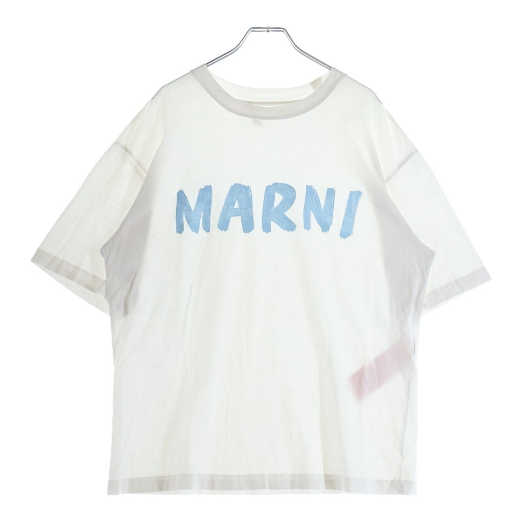 MARNI(マルニ) 24SS レタリングロゴプリント クルーネック半袖Tシャツ カットソー ホワイト THJET49EPH USCS11