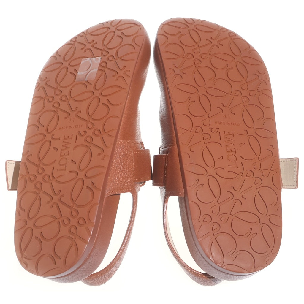 LOEWE(ロエベ) EASE イーズ レザー アナグラム ラウンドトゥクロッグサンダル ミュール ブラウン 982305