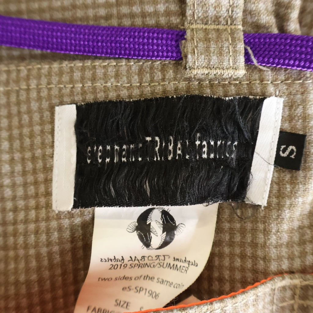 elephant TRIBAL fabrics(エレファントトライバルファブリックス) 19SS オレンジステッチ チェック柄 テーパード スラックスパンツ ベージュ/オレンジ eS-SP1906