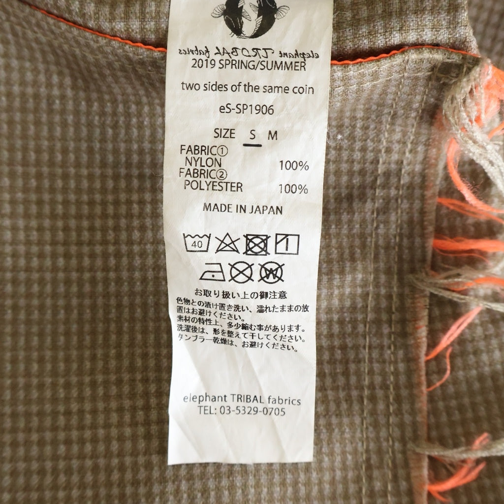 elephant TRIBAL fabrics(エレファントトライバルファブリックス) 19SS オレンジステッチ チェック柄 テーパード スラックスパンツ ベージュ/オレンジ eS-SP1906