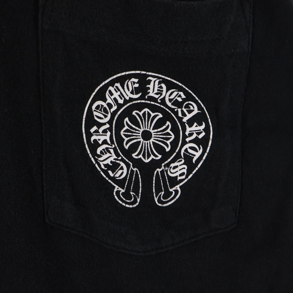 CHROME HEARTS(クロムハーツ) BACK GRAD CIRCLE LOGO L/S TEE バックグラデーション サークルロゴ 袖フローラル クルーネック 長袖Tシャツ カットソー ブラック