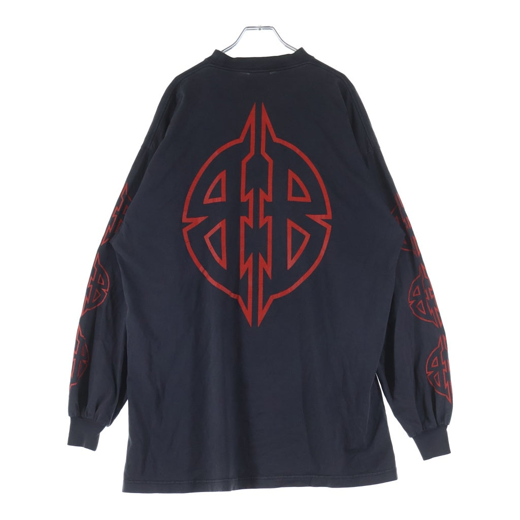 BALENCIAGA(バレンシアガ) 23AW LONG SLEEVE METAL T-SHIRT メタル 両面アームプリント クルーネック 長袖Tシャツ カットソー ブラック 739027 TPVI2