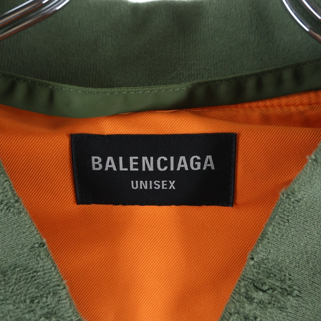 BALENCIAGA(バレンシアガ) 24AW Off Shoulder Bomber Jacket オフショルダー ダメージ加工 ジップアップ ボンバージャケット カーキ 790753 TP004