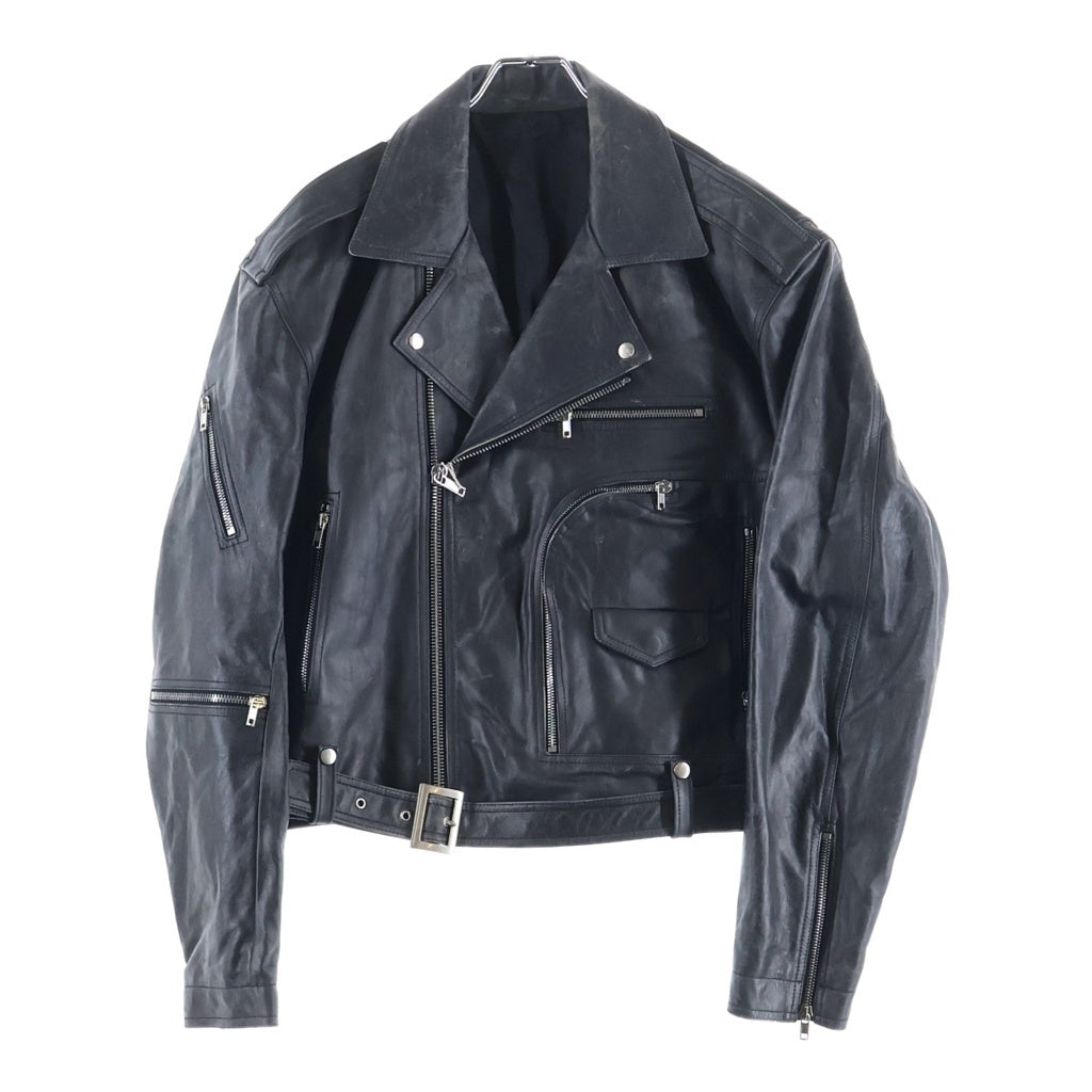 Rick Owens(リックオウエンス) 25SS Cropped Jumbo Bauhaus Stooges Jacket クロップドジャンボバウハウス レザージャケット ブラック RP01E7717-LTP