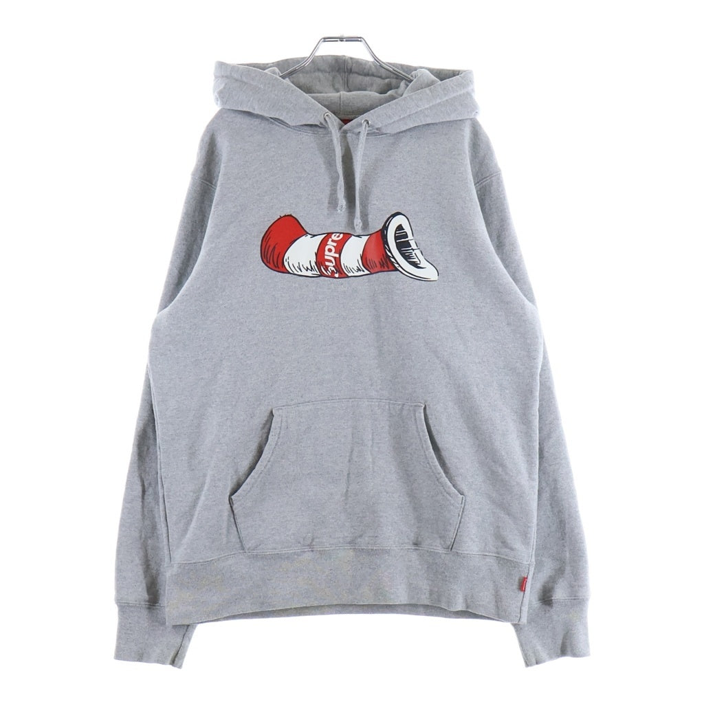SUPREME(シュプリーム) 18AW ×Dr.Seuss Lorax Cat in the Hat Hooded Sweatshirt キャットインザハット フロントプリント スウェット プルオーバーパーカー フーディ グレー