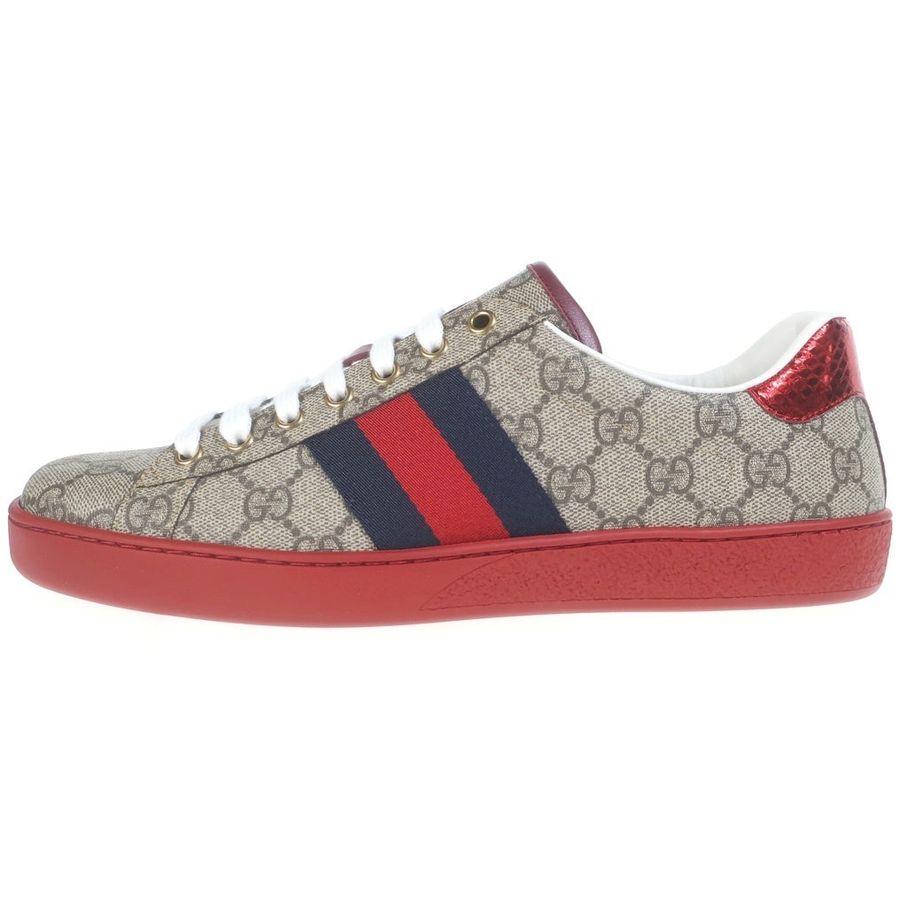GUCCI(グッチ) ACE エース GGスプリーム シェリーライン PVC レザー ローカットスニーカー ベージュ/レッド 429445