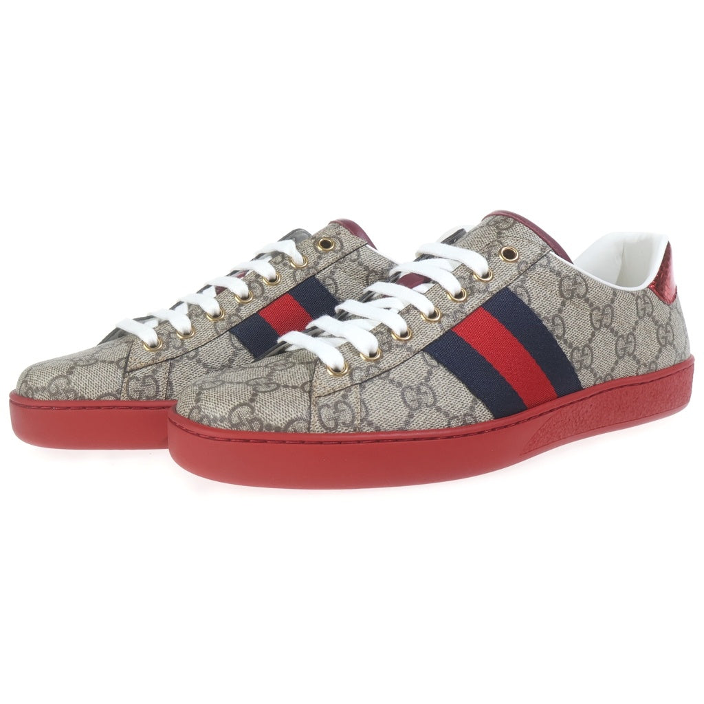 GUCCI(グッチ) ACE エース GGスプリーム シェリーライン PVC レザー ローカットスニーカー ベージュ/レッド 429445