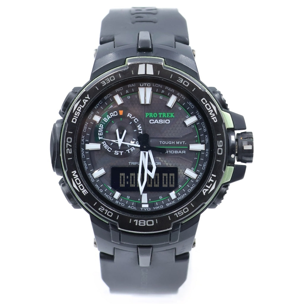 CASIO(カシオ) PROTREK プロトレック トリプルセンサー タフソーラー 10気圧防水 ブラック文字盤 腕時計 ブラック PRW-6000Y