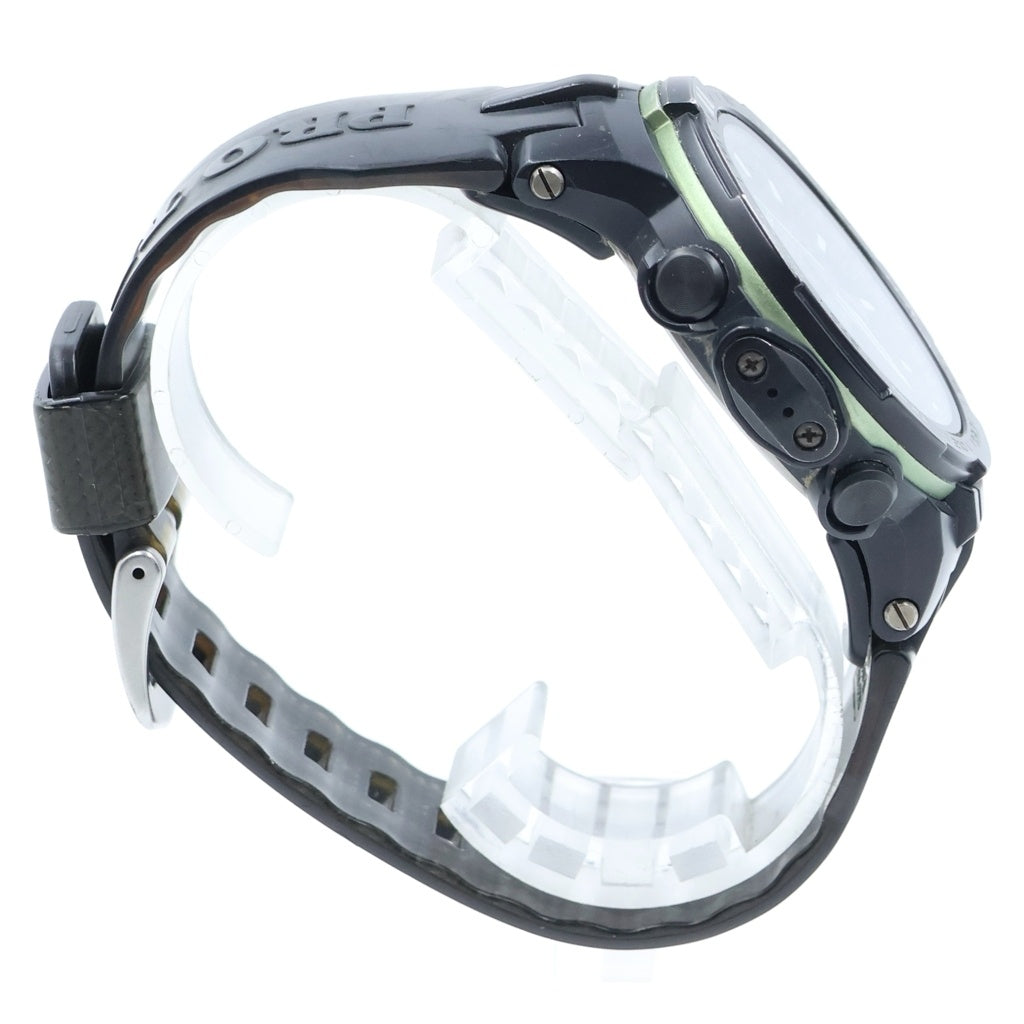 CASIO(カシオ) PROTREK プロトレック トリプルセンサー タフソーラー 10気圧防水 ブラック文字盤 腕時計 ブラック PRW-6000Y
