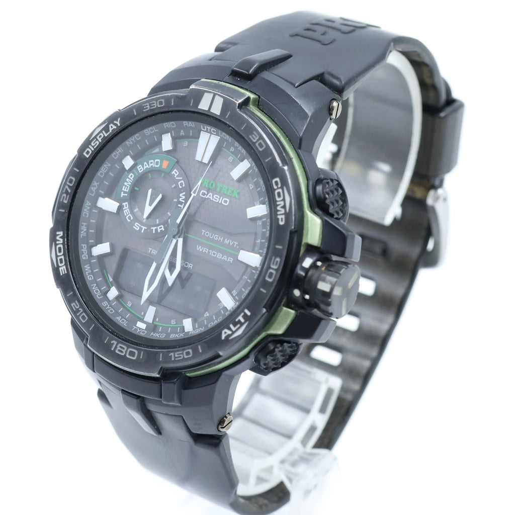 CASIO(カシオ) PROTREK プロトレック トリプルセンサー タフソーラー 10気圧防水 ブラック文字盤 腕時計 ブラック PRW-6000Y