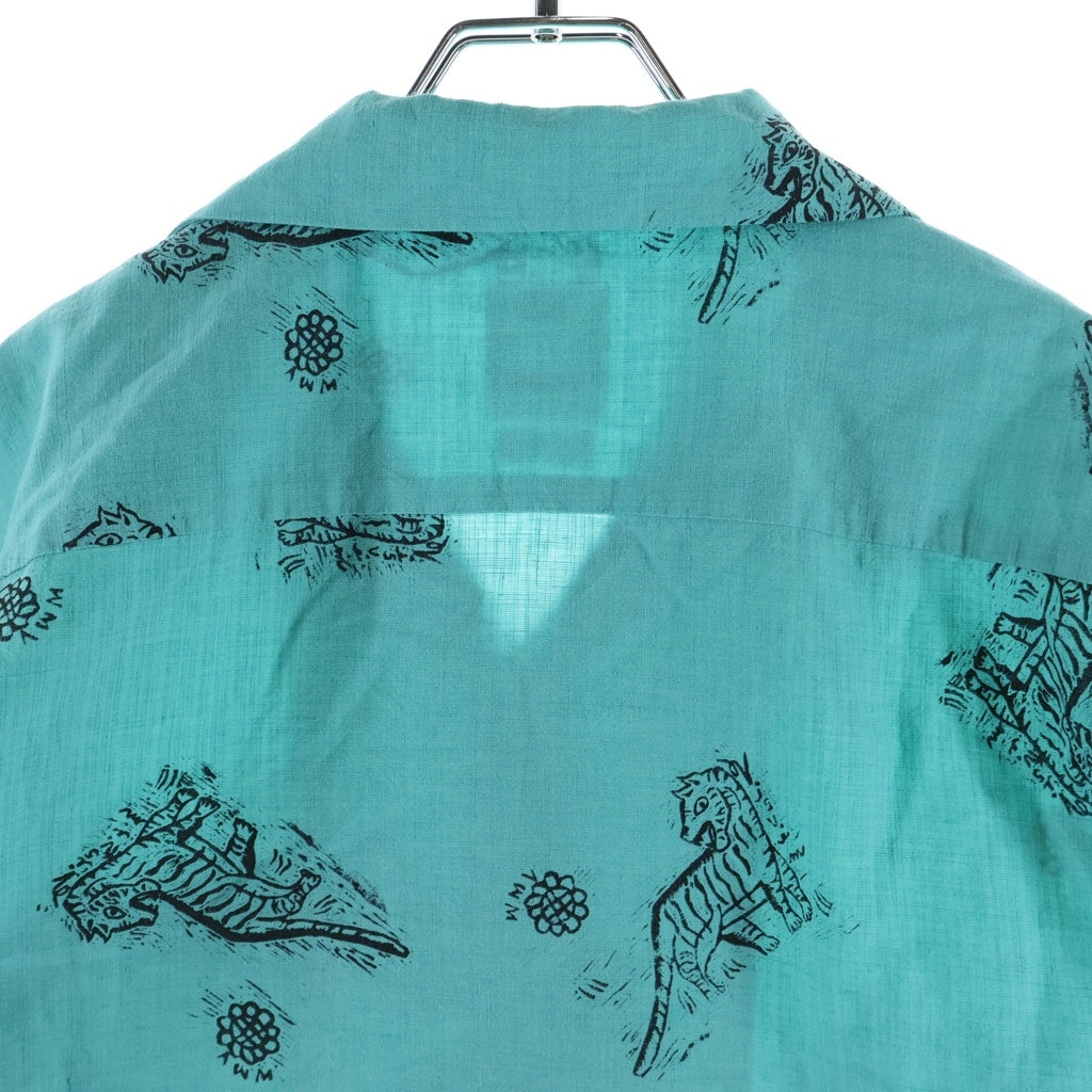VISVIM(ヴィスヴィム) 26SS COPA SHIRT S/S コバ アート総柄 ウールリネン 半袖オープンカラー 開襟シャツ グリーン 0126105011004