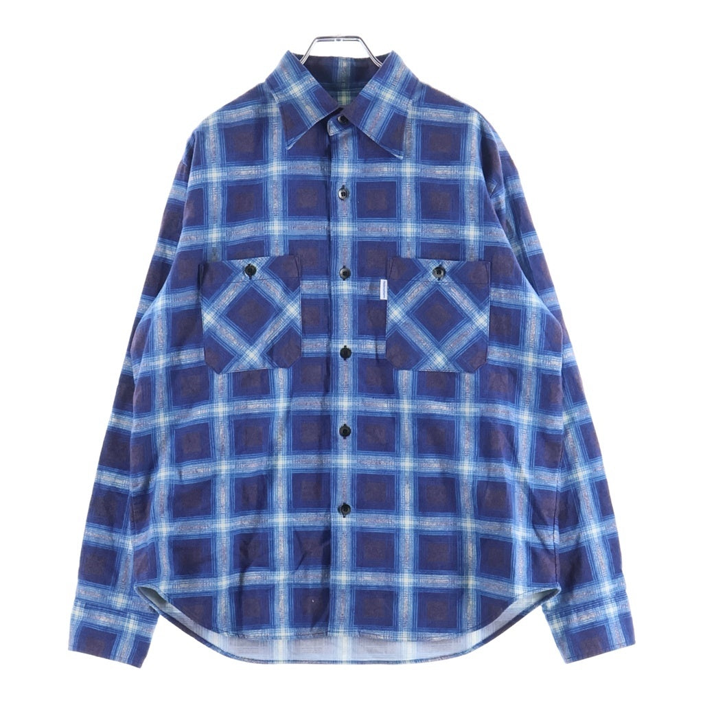 SUBCULTURE(サブカルチャー) 25AW COTTON PRINT SHIRT オンブレチェックプリント コットン 長袖シャツ ブルー SCTP-A2503