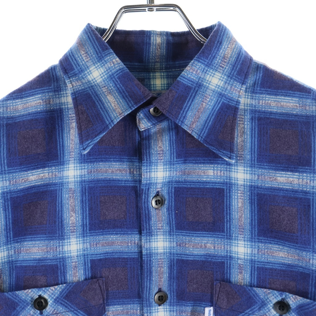 SUBCULTURE(サブカルチャー) 25AW COTTON PRINT SHIRT オンブレチェックプリント コットン 長袖シャツ ブルー SCTP-A2503