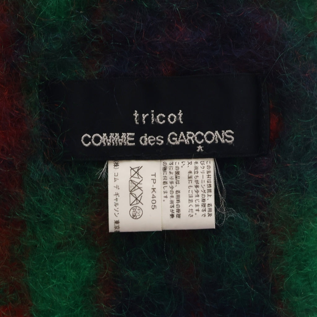 tricot COMME des GARCONS(トリコ コム デ ギャルソン) 15AW モヘア タータンチェック 大判 マフラー ストール レッド レディース TP-K405