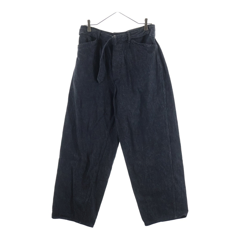 COMOLI(コモリ) 21SS ベルテッド ウォッシュド ボタンフライ テーパードデニムパンツ ジーンズ ブラック T01-03004