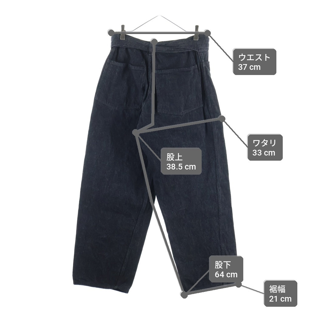 COMOLI(コモリ) 21SS ベルテッド ウォッシュド ボタンフライ テーパードデニムパンツ ジーンズ ブラック T01-03004