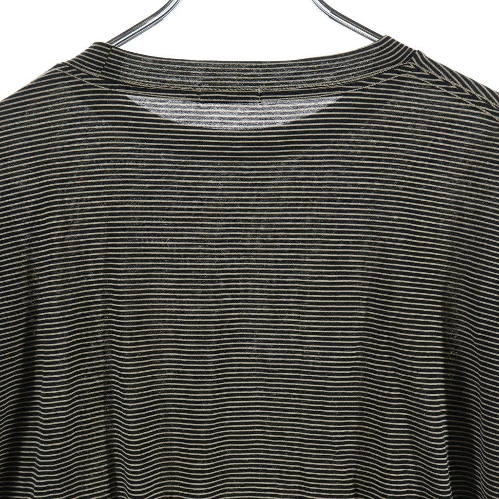 COMOLI(コモリ) 24SS サマーウール ボーダー クルーネック長袖Tシャツ カットソー ブラック/ホワイト Z01-05022