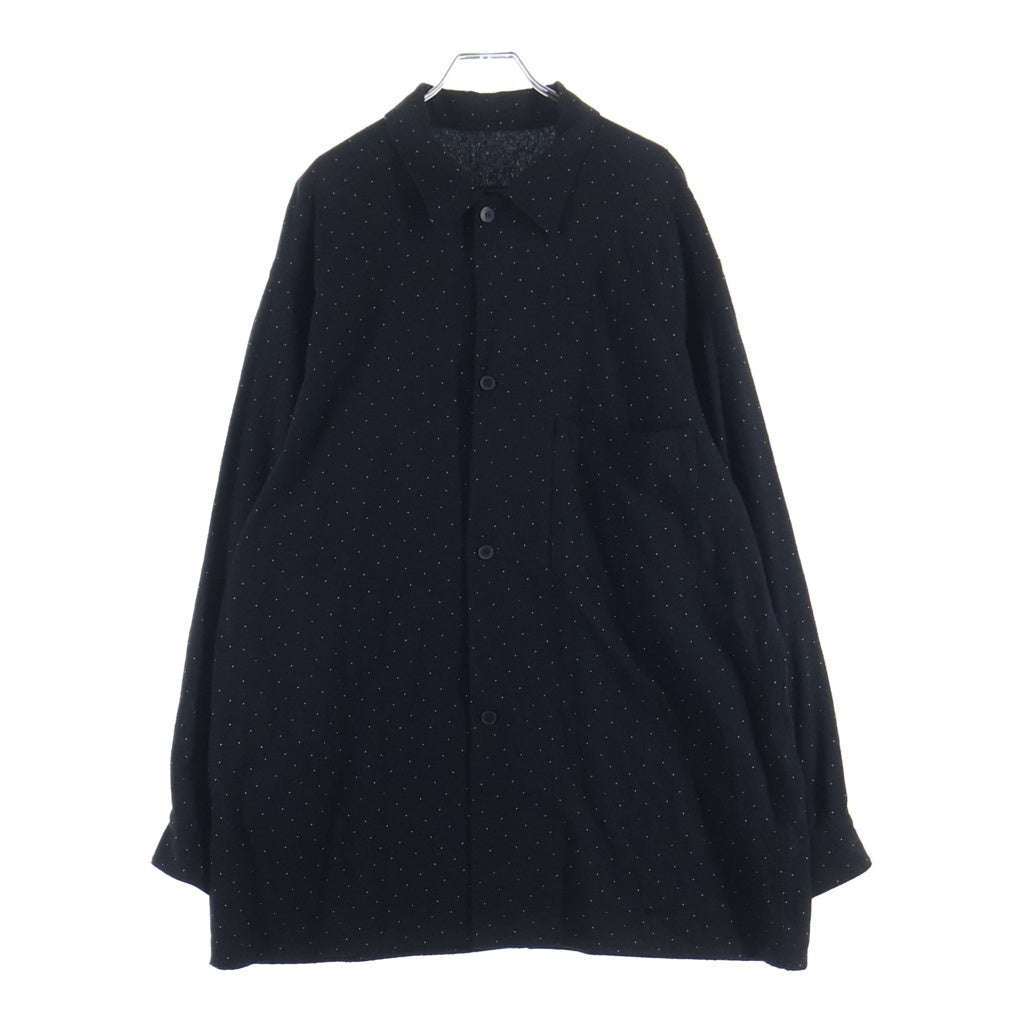 COMOLI(コモリ) 24SS シルクノイル ドット総柄 開襟長袖シャツジャケット ブラック Z01-01029
