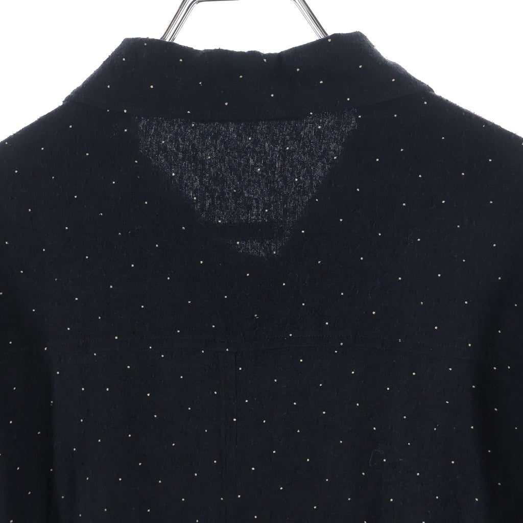 COMOLI(コモリ) 24SS シルクノイル ドット総柄 開襟長袖シャツジャケット ブラック Z01-01029