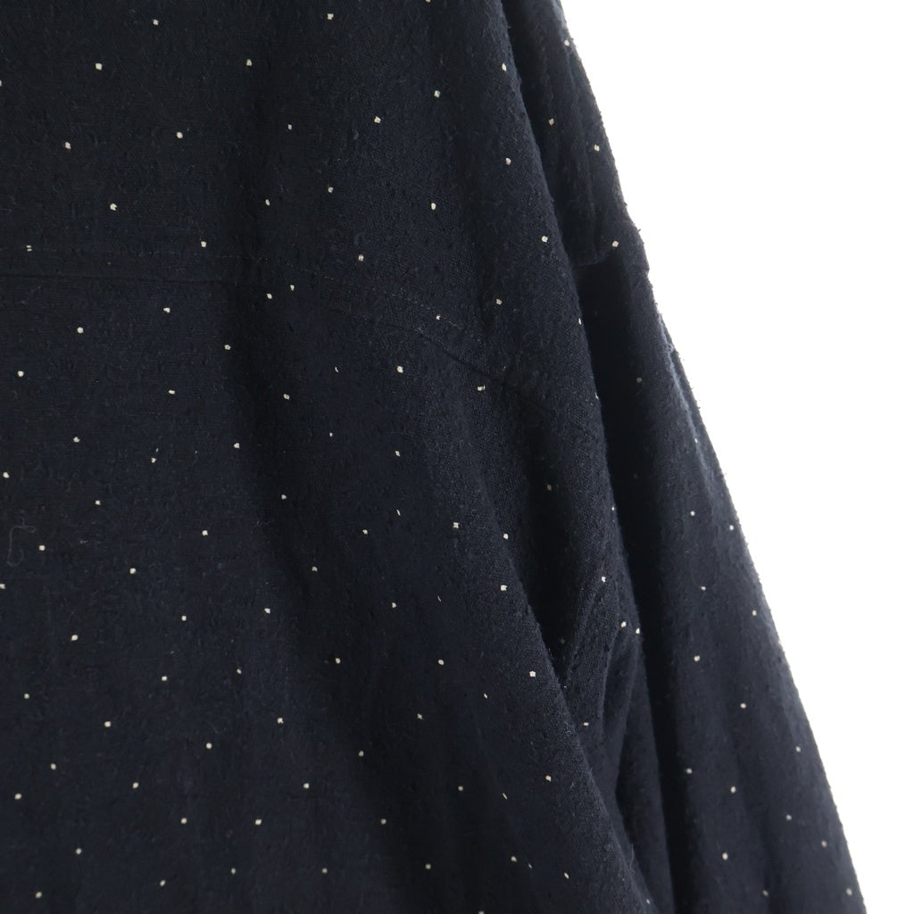 COMOLI(コモリ) 24SS シルクノイル ドット総柄 開襟長袖シャツジャケット ブラック Z01-01029