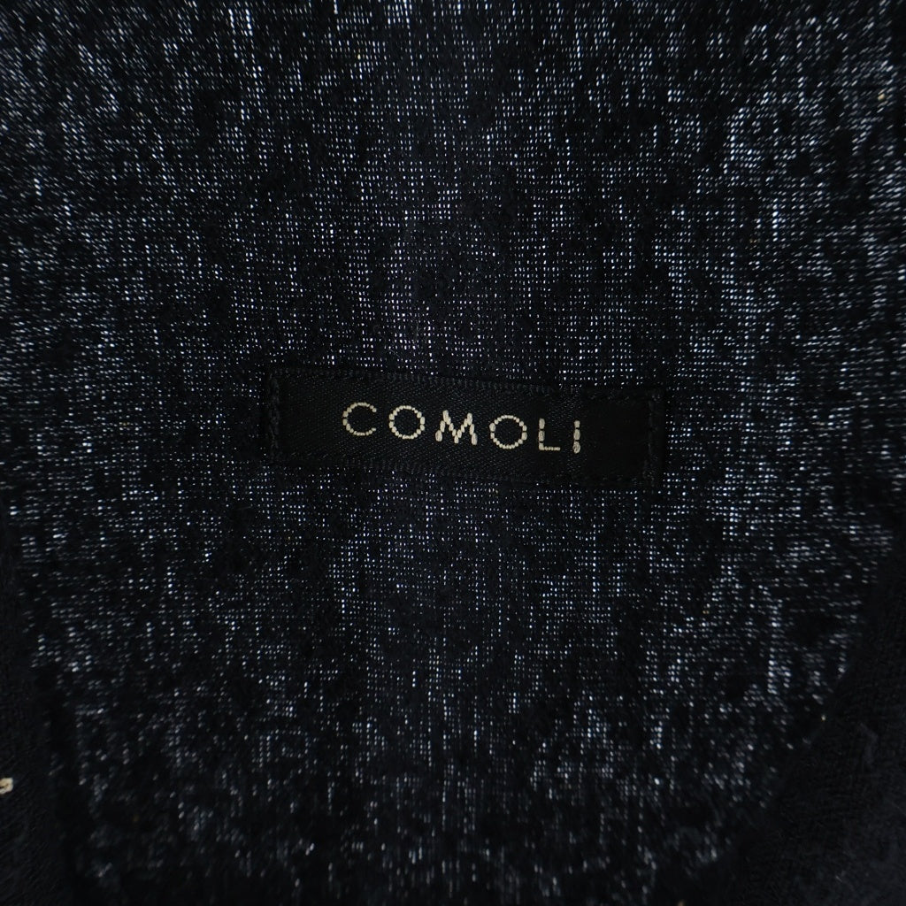 COMOLI(コモリ) 24SS シルクノイル ドット総柄 開襟長袖シャツジャケット ブラック Z01-01029