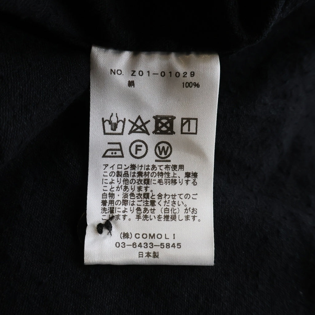 COMOLI(コモリ) 24SS シルクノイル ドット総柄 開襟長袖シャツジャケット ブラック Z01-01029