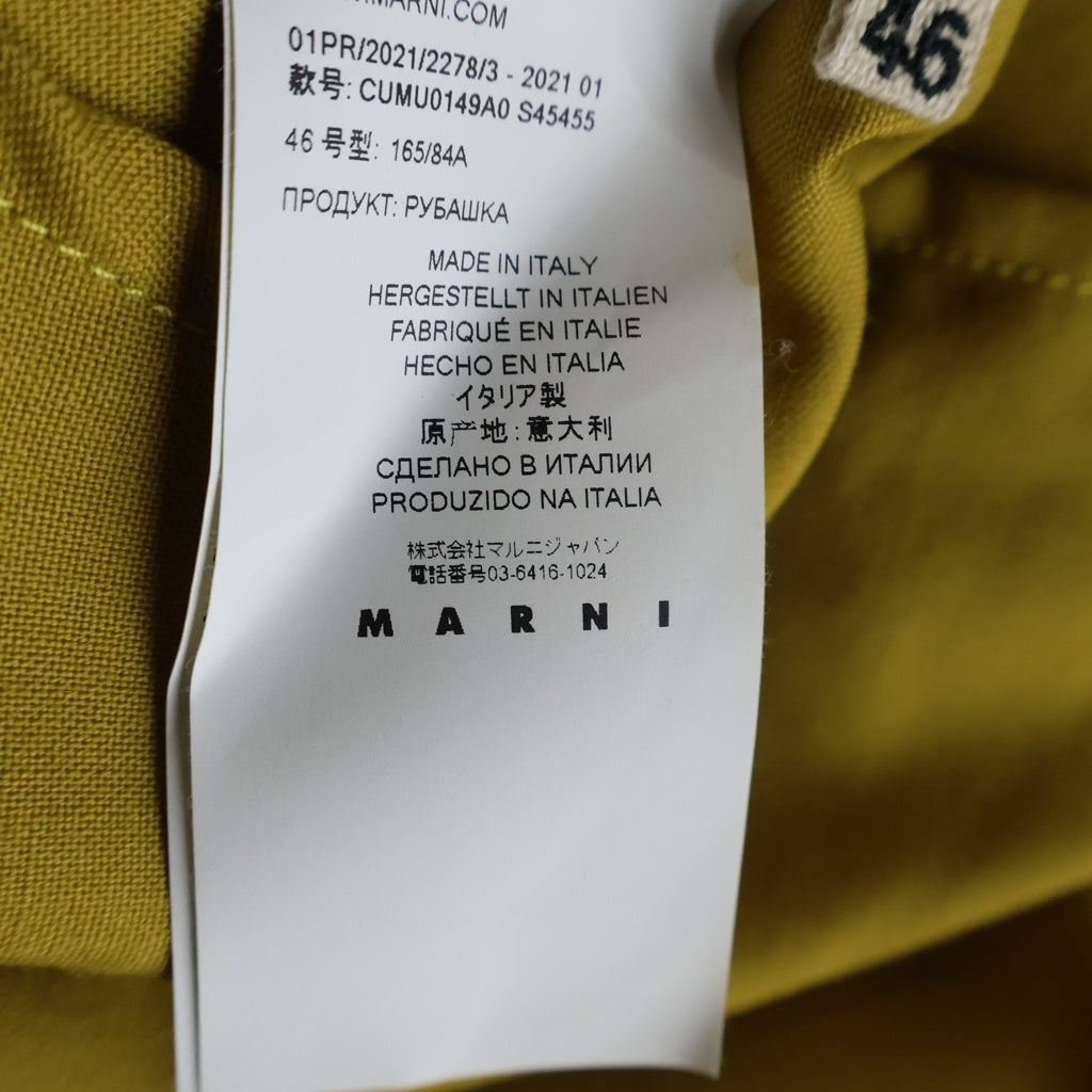 MARNI(マルニ) 21SS TROPICAL WOOL SHIRT トロピカルウール ステッチデザイン 長袖シャツ イエロー CUMU0149A0 S45455
