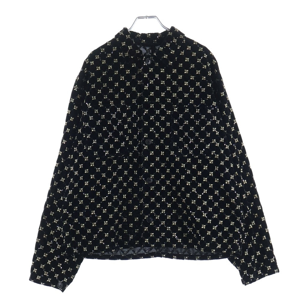 HEUGN(ユーゲン) 24AW LISTER リスター スパンコール刺繍 長袖シャツジャケット ブラック SHIRT093