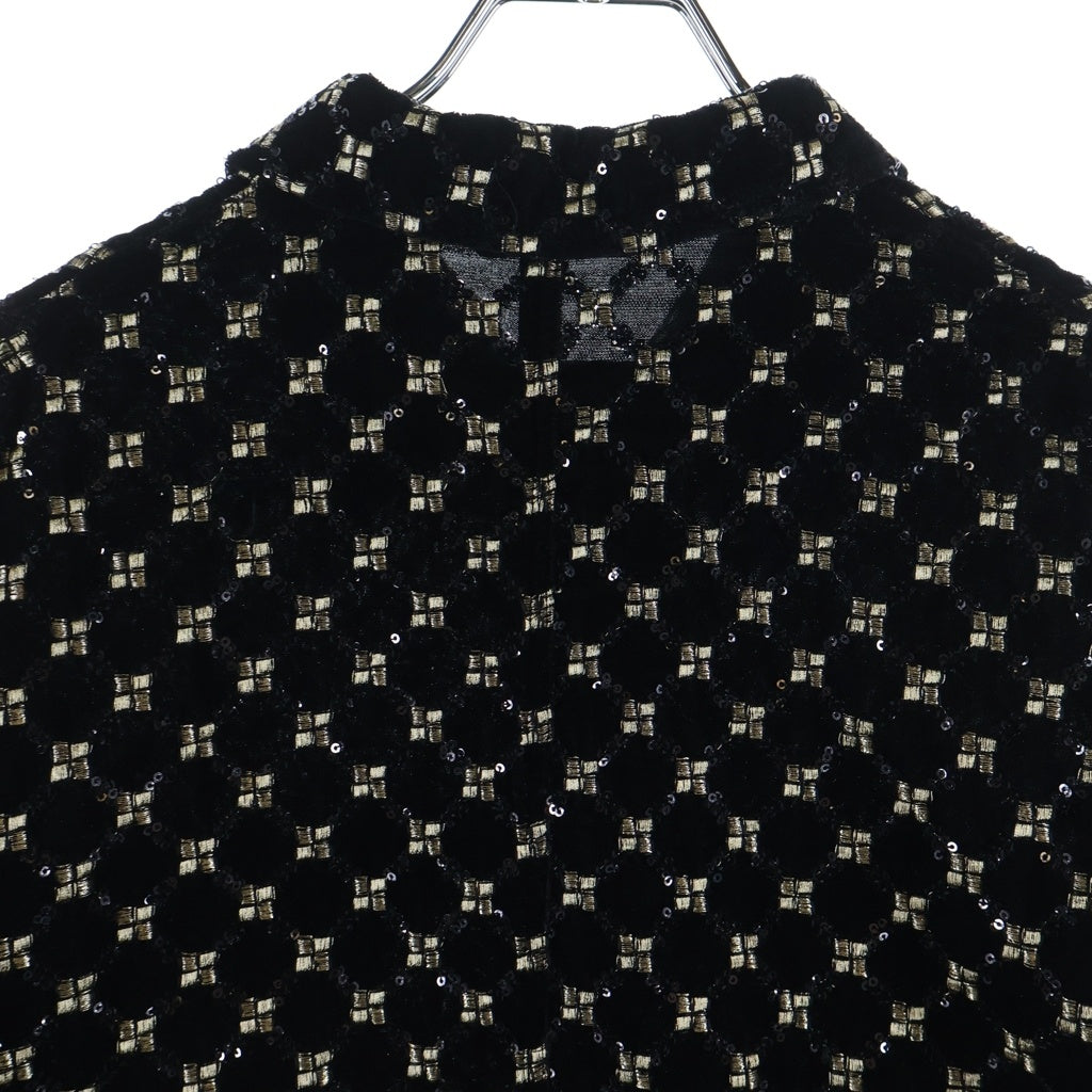 HEUGN(ユーゲン) 24AW LISTER リスター スパンコール刺繍 長袖シャツジャケット ブラック SHIRT093
