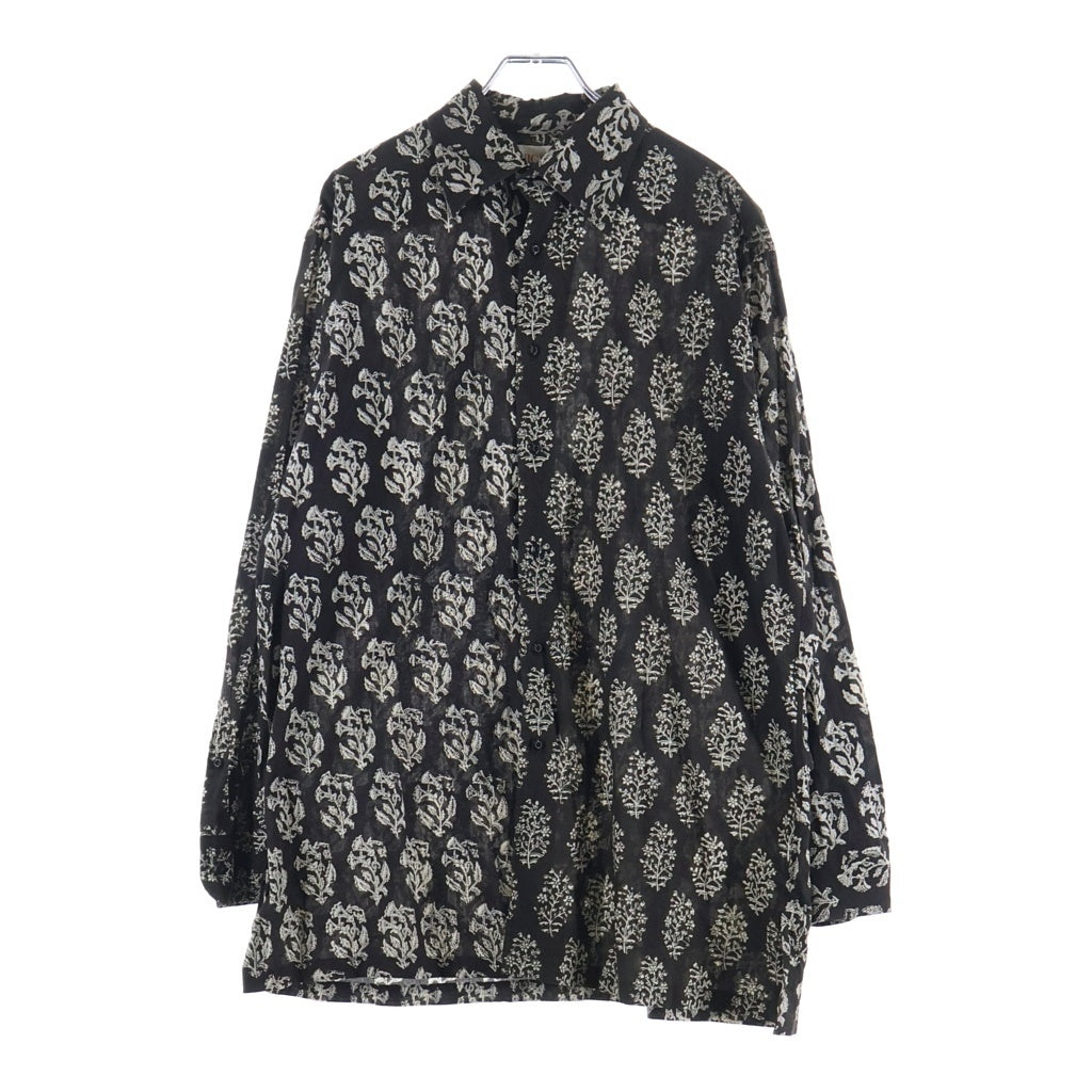 NICENESS(ナイスネス) 22AW LEE リー コットン 花総柄 草木染め長袖シャツ ブラウン NN-Y01KF22-BP