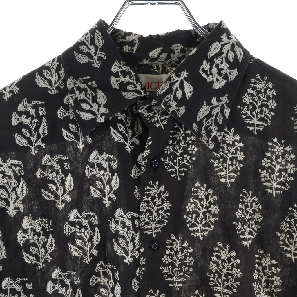 NICENESS(ナイスネス) 22AW LEE リー コットン 花総柄 草木染め長袖シャツ ブラウン NN-Y01KF22-BP