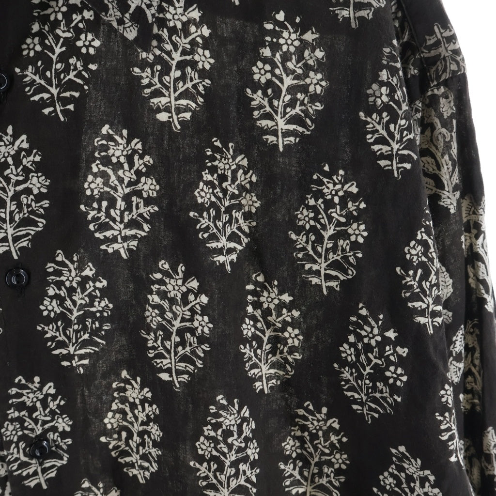 NICENESS(ナイスネス) 22AW LEE リー コットン 花総柄 草木染め長袖シャツ ブラウン NN-Y01KF22-BP