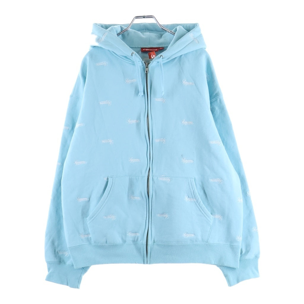 SUPREME(シュプリーム) 25AW Repeat Script Zip Up Hooded Sweatshirt リピートスクリプト ジップアップフーデッドスウェットシャツ パーカー ライトブルー
