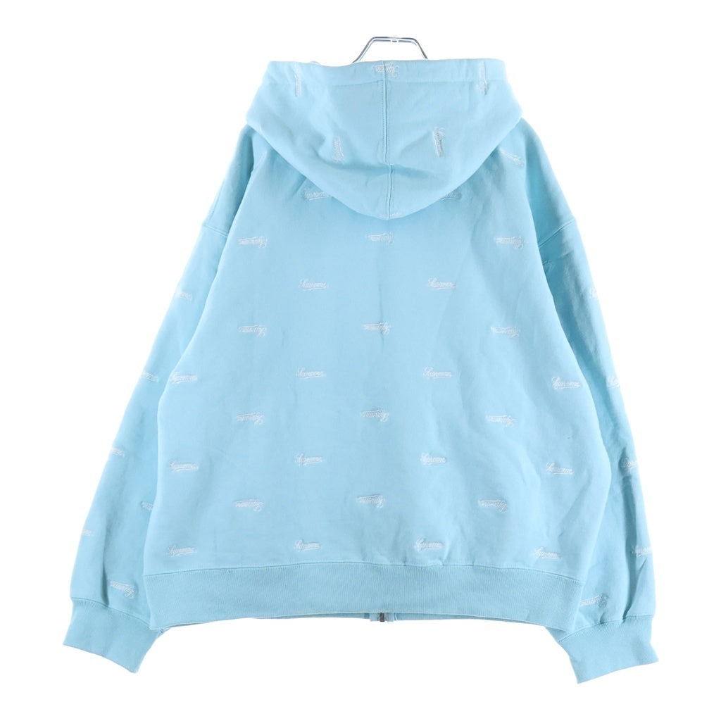 SUPREME(シュプリーム) 25AW Repeat Script Zip Up Hooded Sweatshirt リピートスクリプト ジップアップフーデッドスウェットシャツ パーカー ライトブルー