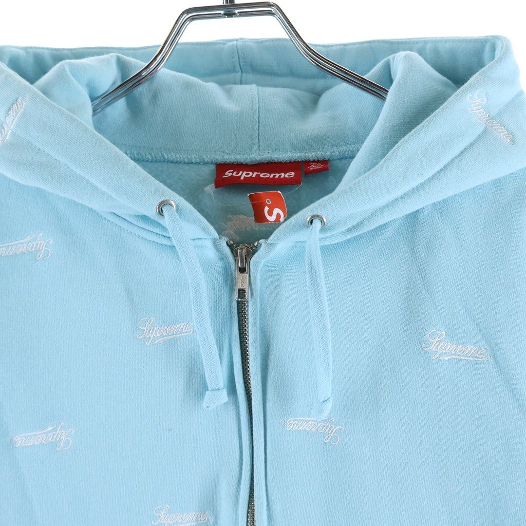 SUPREME(シュプリーム) 25AW Repeat Script Zip Up Hooded Sweatshirt リピートスクリプト ジップアップフーデッドスウェットシャツ パーカー ライトブルー