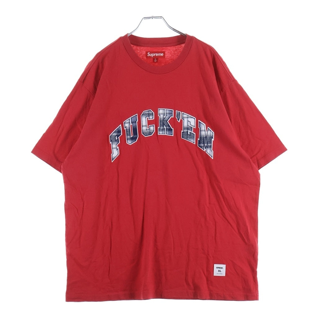 SUPREME(シュプリーム) 26SS Fuck Em Plaid S/S Top ファックエム プレイド クルーネック半袖Tシャツ カットソー レッド