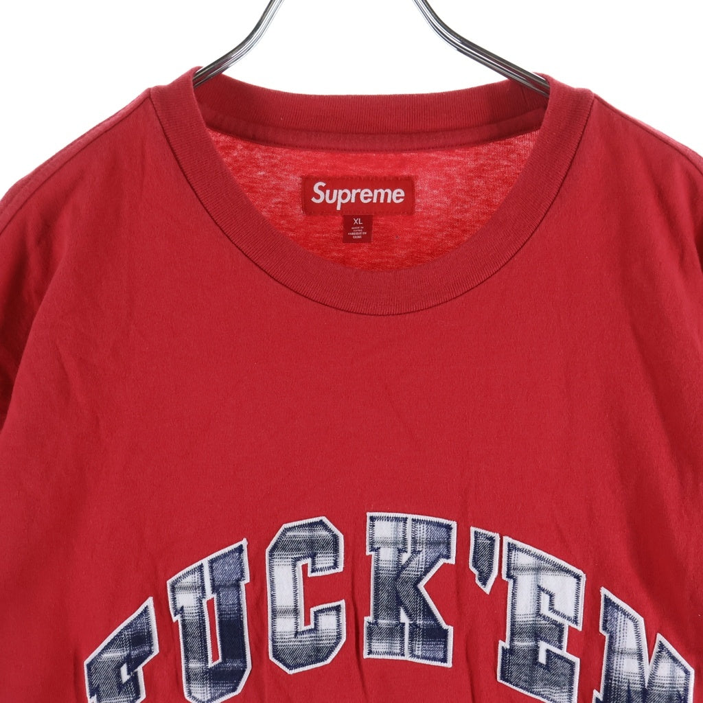 SUPREME(シュプリーム) 26SS Fuck Em Plaid S/S Top ファックエム プレイド クルーネック半袖Tシャツ カットソー レッド