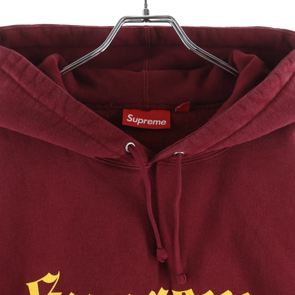 SUPREME(シュプリーム) 25AW Washed Old English Hooded Sweatshirt ウォッシュド オールドイングリッシュ フーデッドスウェットシャツ パーカー バーガンディー
