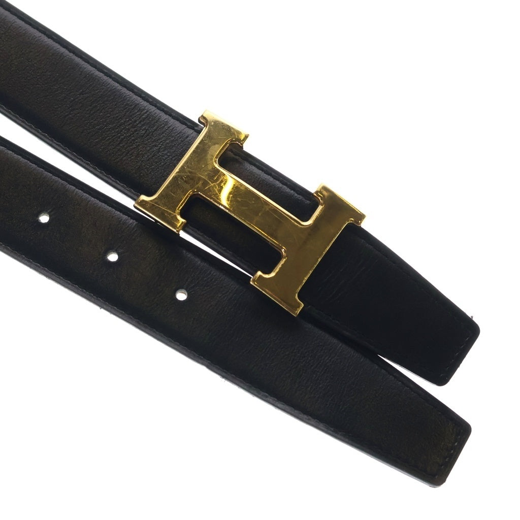 HERMES(エルメス) コンスタンス Hバックル ゴールド金具 U刻印 トリヨンクレマンス レザーベルト ブラック/ゴールド
