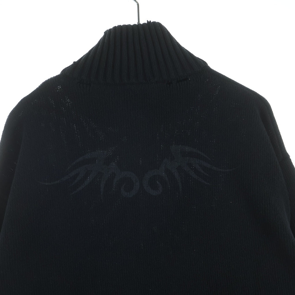 BALENCIAGA(バレンシアガ) 24AW Y2K ZIP UP CARDIGAN トライバルプリント ダメージ加工 ジップアップカーディガン ブラック 808489 T3336