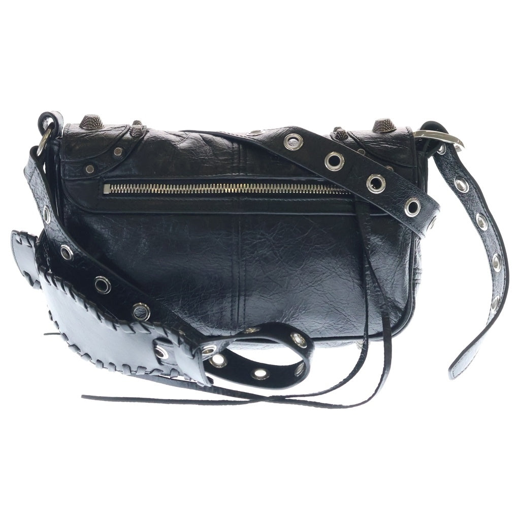 BALENCIAGA(バレンシアガ) LE CAGOLE XS ルカゴール スタッズ ロゴペイント レザー ショルダーバッグ ブラック 719082 レディース