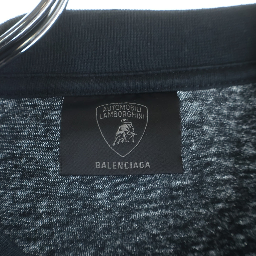 BALENCIAGA(バレンシアガ) ×LAMBORGHINI 25SS AL OVERSIZED T-SHIRT ランボルギーニ ロゴプリント オーバーサイズド クルーネック半袖Tシャツ カットソー ブラック 831305 TSVQ9